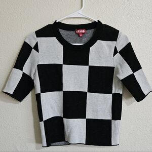 STAUD Black and White Checkered Sweater